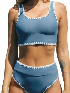 Cupshe Crochet Blue Bikini Set Size Small